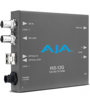 AJA Hi5-12G-TR-R0 - 12G-SDI to HDMI 2.0 Conversion with Fiber Transceiver