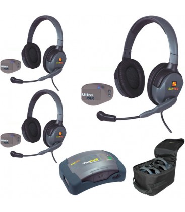 Eartec UPMX4GD3 - 1 HUB, 3 UltraPAK & 3 Max 4G Double Headsets