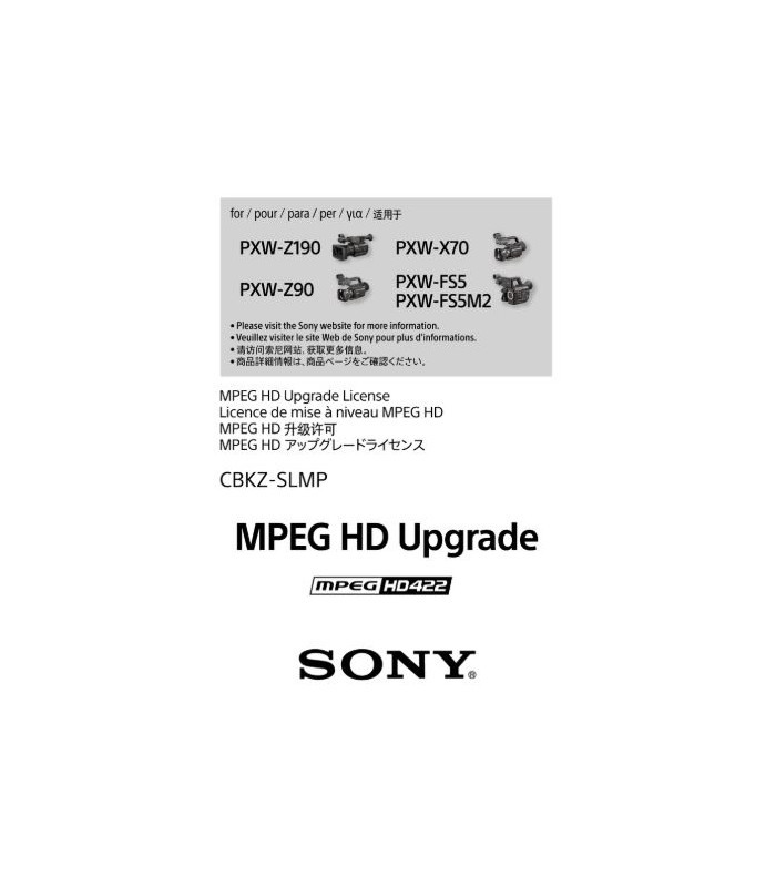 Sony CBKZ-SLMP - MPEG HD upgrade for the PXW-X70 - Visuals switzer...