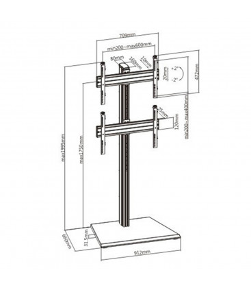 Kimex 031-1200K1 - Floor Stand for 2 40"-65" LCD LED TV Screens