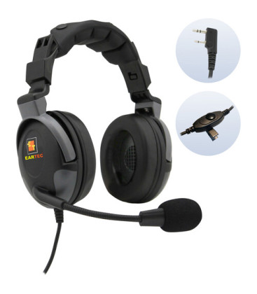 Eartec PDKWIL - Proline Double Headset with Kenwood 2-Pin Plug Inline PTT