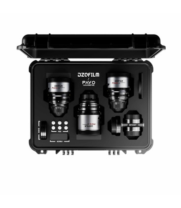 DZOFilm DZO-PAA3PLMN - Pavo 2x Anamorphic 3-Lens Kit (28/40/75mm T2.1) for PL/EF Mount (S35) metric - Golden Coating