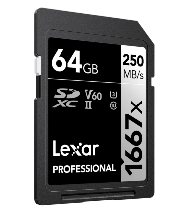Lexar LSD64GCB1667 - 1667x UHS-II SDXC 64GB Silver