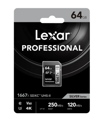 Lexar LSD64GCB1667 - 1667x UHS-II SDXC 64GB Silver